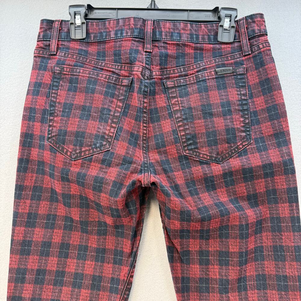 Joe's Jeans Women's 30 (10) Red Black Plaid Zip Skinny Moto Style Slash Pockets - Picture 3 of 14